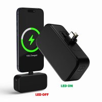 4500mAh připojitelná power banka KONNEX, s výsuvnými konektory USB-C a Lightning a PD 20 W, s LED logem