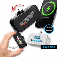 4500mAh připojitelná power banka KONNEX, s výsuvnými konektory USB-C a Lightning a PD 20 W