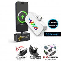 4500mAh připojitelná power banka KONNEX, s výsuvnými konektory USB-C a Lightning a PD 20 W
