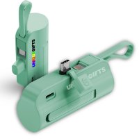 5000 mAh - mini připojiteln&aacute; power banka s konektory USB-C a Lightning a vestavěn&yacute;m kabelem