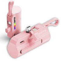 5000 mAh - mini připojiteln&aacute; power banka s konektory USB-C a Lightning a vestavěn&yacute;m kabelem