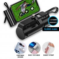 5000 mAh - mini připojiteln&aacute; power banka s konektory USB-C a Lightning a vestavěn&yacute;m kabelem