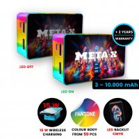 Power banka s přehráváním zvuku, 15W bezdrátovým rychlonabíjením a LED logem, 8000 / 10000 mAh