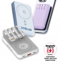 15W magnetická bezdrátová + QC 22,5W power banka 3 v 1, s vestavěnými kabely, 10000 mAh