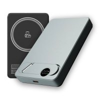 10000mAh magnetická kovová power banka FLATIQ, s 15W bezdrátovým nabíjením a PD 20 W