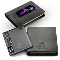 10000mAh magnetická power banka NEXON, v deskách se zápisníkem, s 15W bezdrátovým nabíjením a PD 20 W