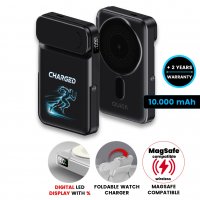 10000mAh magnetická power banka GRAVON, s 15W bezdrátovým nabíjením, výklopnou nabíječkou hodinek a stojánkem