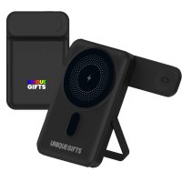 10000mAh magnetická power banka GRAVON, s 15W bezdrátovým nabíjením, výklopnou nabíječkou hodinek a stojánkem