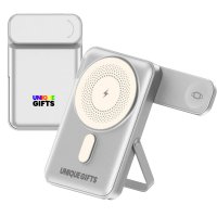 10000mAh magnetická power banka GRAVON, s 15W bezdrátovým nabíjením, výklopnou nabíječkou hodinek a stojánkem