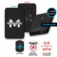 10000 mAh - power banka s 15W bezdr&aacute;tov&yacute;m nab&iacute;jen&iacute;m, QC 22,5 W a LED logem