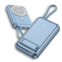 10000 mAh - magnetick&aacute; power banka s 15W bezdr&aacute;tov&yacute;m nab&iacute;jen&iacute;m, QC 22,5 W a vestavěn&yacute;m kabelem