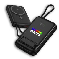 10000 mAh - magnetick&aacute; power banka s 15W bezdr&aacute;tov&yacute;m nab&iacute;jen&iacute;m, QC 22,5 W a vestavěn&yacute;m kabelem