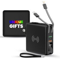 10000 mAh - power banka / adapt&eacute;r do z&aacute;suvky, s 15W bezdr&aacute;tov&yacute;m nab&iacute;jen&iacute;m a vestavěn&yacute;mi kabely