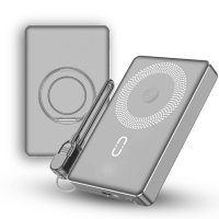 10000 mAh - magnetick&aacute; kovov&aacute; power banka POVRA 3 v 1, s 15W bezdr&aacute;tov&yacute;m nab&iacute;jen&iacute;m a PD 20 W