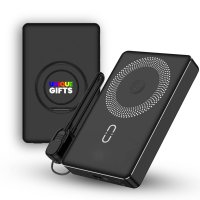 10000 mAh - magnetick&aacute; kovov&aacute; power banka POVRA 3 v 1, s 15W bezdr&aacute;tov&yacute;m nab&iacute;jen&iacute;m a PD 20 W