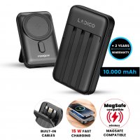 10000 mAh &ndash; magnetick&aacute; power banka s 15W bezdr&aacute;tov&yacute;m nab&iacute;jen&iacute;m, QC 22,5 W a vestavěn&yacute;mi kabely, rABS