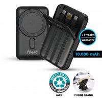 10000 mAh &ndash; magnetick&aacute; power banka s 15W bezdr&aacute;tov&yacute;m nab&iacute;jen&iacute;m, QC 22,5 W a vestavěn&yacute;mi kabely, rABS