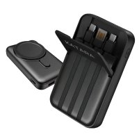 10000 mAh &ndash; magnetick&aacute; power banka s 15W bezdr&aacute;tov&yacute;m nab&iacute;jen&iacute;m, QC 22,5 W a vestavěn&yacute;mi kabely, rABS