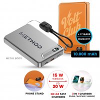 10000 mAh - magnetick&aacute; kovov&aacute; power banka ORBIX 3 v 1, s 15W bezdr&aacute;tov&yacute;m nab&iacute;jen&iacute;m a PD 20 W