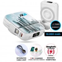 10000 mAh - magnetick&aacute; power banka ENERVA, s 15W bezdr&aacute;tov&yacute;m nab&iacute;jen&iacute;m a vestavěn&yacute;m kabelem (3 V 1)