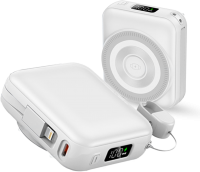 10000 mAh - magnetick&aacute; power banka ENERVA, s 15W bezdr&aacute;tov&yacute;m nab&iacute;jen&iacute;m a vestavěn&yacute;m kabelem (3 V 1)