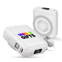 10000 mAh - magnetick&aacute; power banka ENERVA, s 15W bezdr&aacute;tov&yacute;m nab&iacute;jen&iacute;m a vestavěn&yacute;m kabelem (3 V 1)