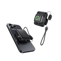 10000 mAh - magnetick&aacute; power banka ENERVA, s 15W bezdr&aacute;tov&yacute;m nab&iacute;jen&iacute;m a vestavěn&yacute;m kabelem (3 V 1)