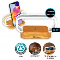 Stojánek NIGHTCHARGE s 15W bezdrátovým nabíjením a nočním osvětlením, rABS
