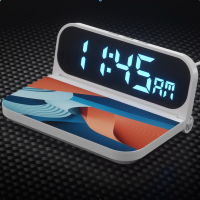 Hodiny s bud&iacute;kem a 15W bezdr&aacute;tovou nab&iacute;ječkou POWR, s možnost&iacute; CMYK potisku