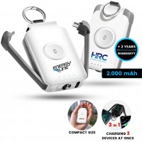 Pohotovostn&iacute; power banka na kl&iacute;če CHARGEGO, s vestavěn&yacute;mi kabely, LED sv&iacute;tilnou a nab&iacute;ječkou na Apple Watch