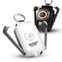 Pohotovostn&iacute; power banka na kl&iacute;če CHARGEGO, s vestavěn&yacute;mi kabely, LED sv&iacute;tilnou a nab&iacute;ječkou na Apple Watch