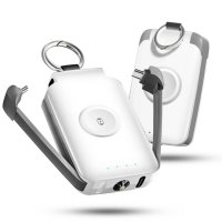 Pohotovostn&iacute; power banka na kl&iacute;če CHARGEGO, s vestavěn&yacute;mi kabely, LED sv&iacute;tilnou a nab&iacute;ječkou na Apple Watch