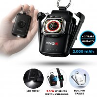 Pohotovostn&iacute; power banka na kl&iacute;če CHARGEGO, s vestavěn&yacute;mi kabely, LED sv&iacute;tilnou a nab&iacute;ječkou na Apple Watch