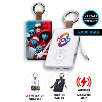 5000mAh power banka CHARGEY, s vestavěnými kabely a bezdrátovým nabíjením pro Apple Watch