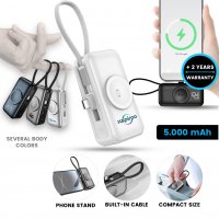 5000 mAh - připojiteln&aacute; power banka s vestavěn&yacute;m kabelem, PD 20 W a nab&iacute;jen&iacute;m pro Apple Watch