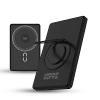 5000 mAh - magnetick&aacute; kovov&aacute; power banka POVRA 3 v 1, s 15W bezdr&aacute;tov&yacute;m nab&iacute;jen&iacute;m a PD 20 W