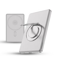 5000 mAh - magnetick&aacute; kovov&aacute; power banka POVRA 3 v 1, s 15W bezdr&aacute;tov&yacute;m nab&iacute;jen&iacute;m a PD 20 W