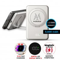5000 mAh &ndash; magnetick&aacute; power banka s 15W bezdr&aacute;tov&yacute;m nab&iacute;jen&iacute;m, PD 20 W a stoj&aacute;nkem