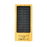 SOLÁRNÍ BAMBUSOVÁ POWER BANKA S LED LOGEM, FSC CERTIFIKOVÁNO, 5000 / 10000 MAH