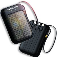 5000/10000 mAh - solární power banka s vestavěnými kabely