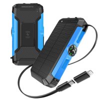 20000 mAh - sol&aacute;rn&iacute; power banka s dynamem, bezdr&aacute;tov&yacute;m nab&iacute;jen&iacute;m, kompasem a sv&iacute;tilnou