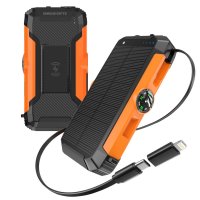 20000 mAh - sol&aacute;rn&iacute; power banka s dynamem, bezdr&aacute;tov&yacute;m nab&iacute;jen&iacute;m, kompasem a sv&iacute;tilnou