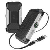 20000 mAh - sol&aacute;rn&iacute; power banka s dynamem, bezdr&aacute;tov&yacute;m nab&iacute;jen&iacute;m, kompasem a sv&iacute;tilnou