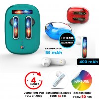 Bezdr&aacute;tov&aacute; TWS Bluetooth sluch&aacute;tka ve vlastn&iacute;ch barv&aacute;ch, nap&aacute;jec&iacute; krabička