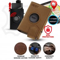 Kožená peněženka s výsuvným pouzdrem na karty Pop-Up, s intergrovaným lokalizačním tagem TagMate Mini
