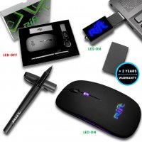 Dárková sada s LED logem, USB flash disk, myš a pero