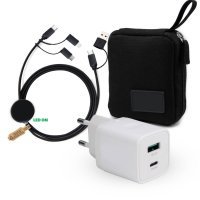 Malá dárková sada s organizérem z rPET -
20W adaptér do EU zásuvky a USB kabel 6 v 1 s LED logem