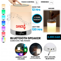 DOTYKOVÁ STOLNÍ LAMPA S BLUETOOTH
REPRODUKTOREM A BUDÍKEM