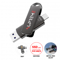 VYSOKORYCHLOSTNÍ PŘENOSNÝ SSD DISK S KONEKTORY USB-C A USB-A