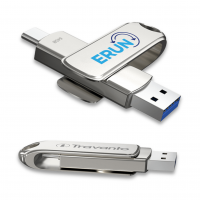 KOVOVÝ OTOČNÝ USB 3.1 FLASH DISK S KONEKTORY USB-C (TYPE-C) A USB-A